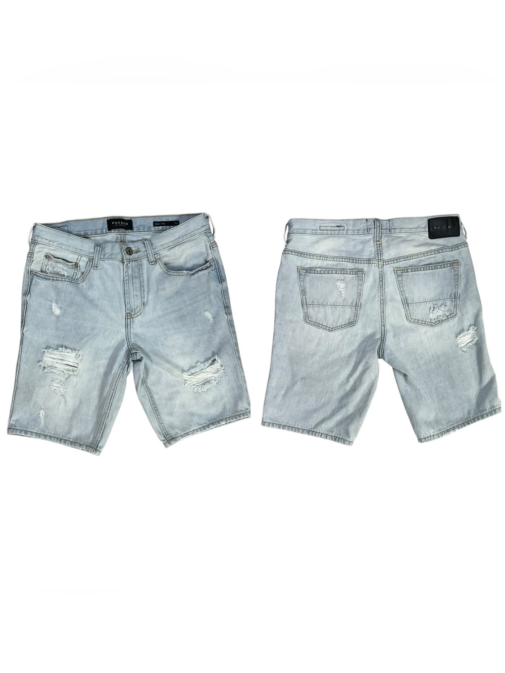 PacSun Los Angeles Skinny Distressed Denim Bermuda Shorts size 30 Light Wash